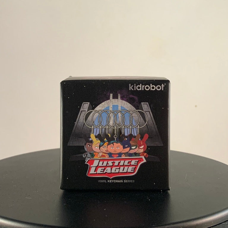 Front of the Kidrobot Dunny Justice League vinyl keychain blind box